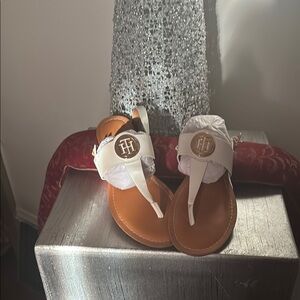 Tommy Hilfiger White and Tan Sandals